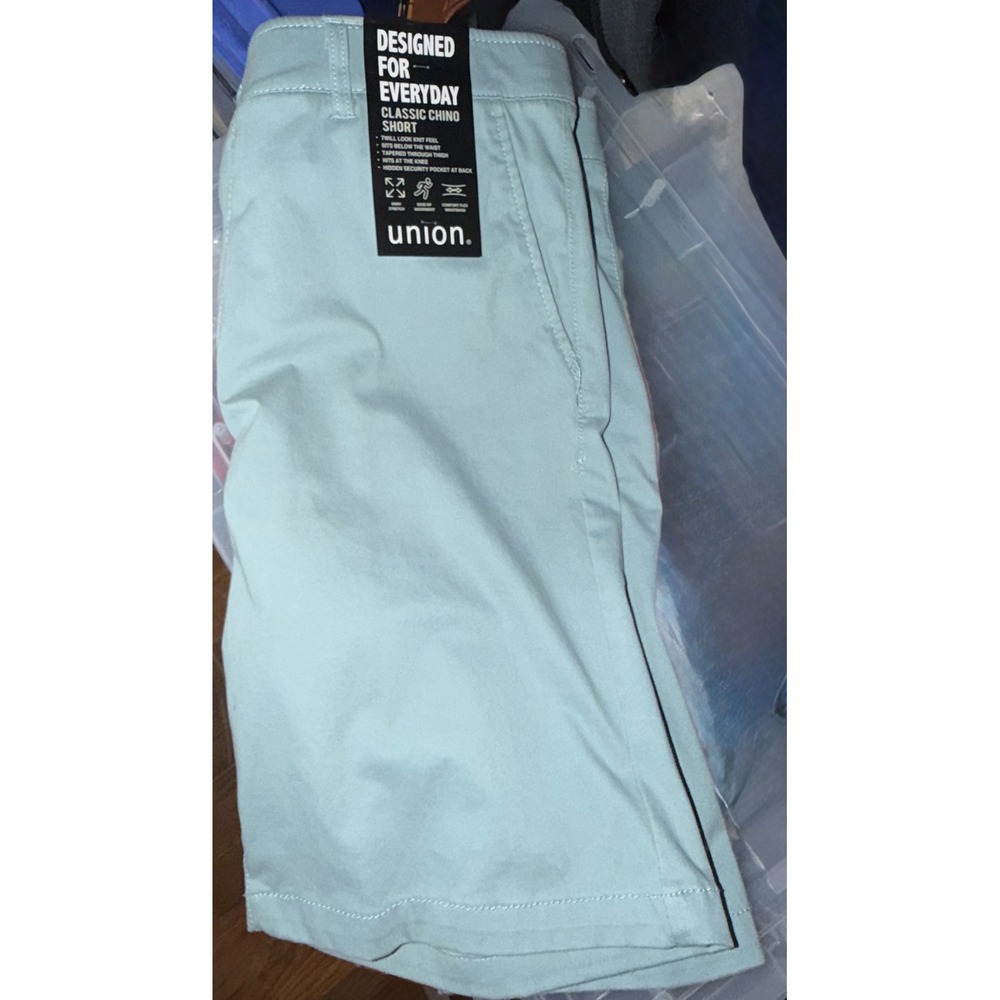 Union Mens Classic Chino Short Light Blue 40‎ Tapered Comfort Flex Waistband